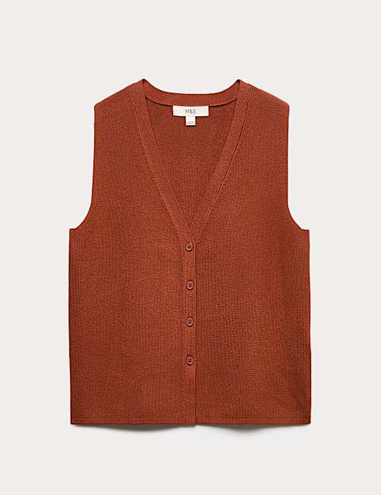 V-Neck Cropped Knitted Waistcoat