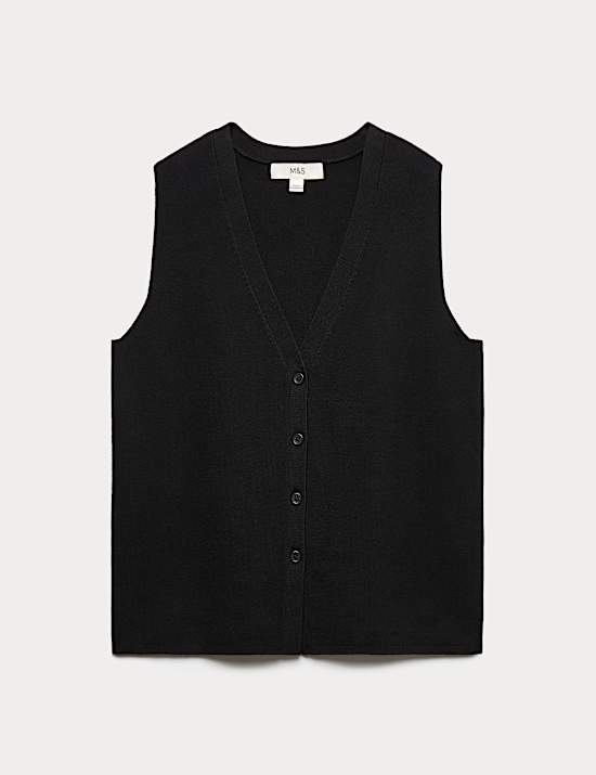 V-Neck Cropped Knitted Waistcoat