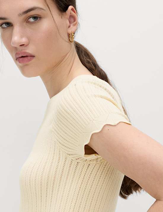 Pointelle Slim Fit Knitted Top