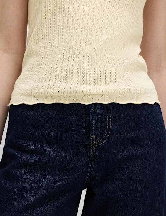 Pointelle Slim Fit Knitted Top