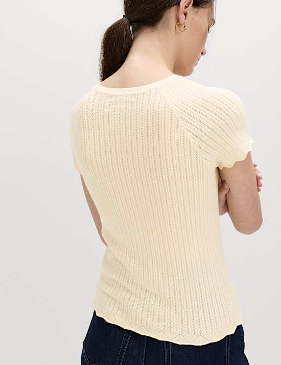 Pointelle Slim Fit Knitted Top