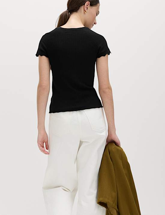 Pointelle Slim Fit Knitted Top