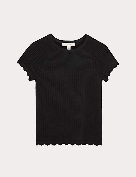 Pointelle Slim Fit Knitted Top