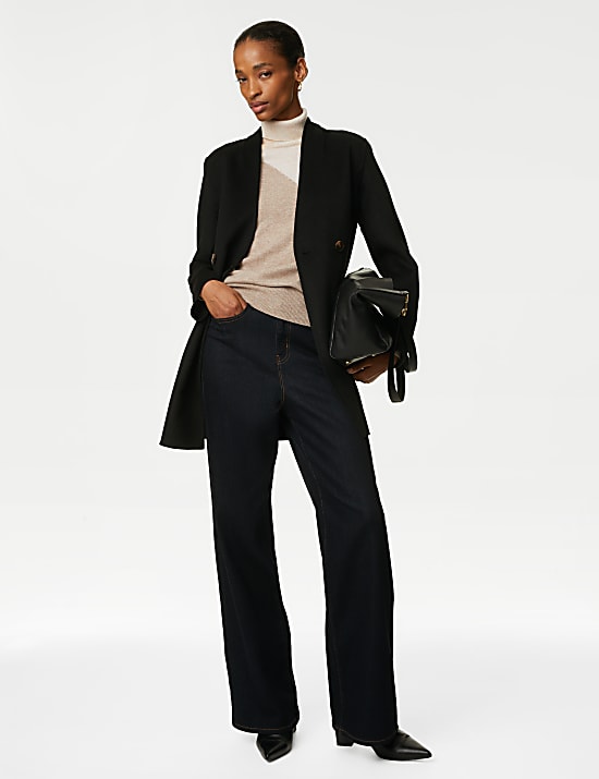 Pure Cashmere Colour Block Roll Neck Jumper