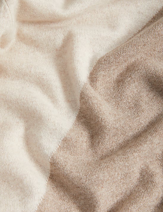 Pure Cashmere Colour Block Roll Neck Jumper