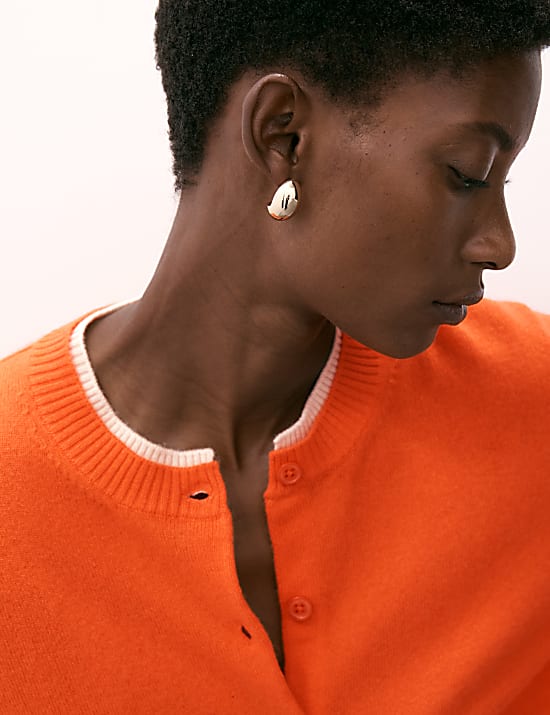 Pure Cashmere Tipped Detail Cardigan