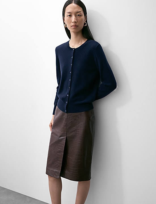 Pure Cashmere Crew Neck Cardigan