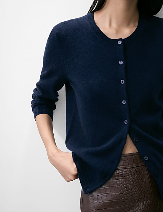 Pure Cashmere Crew Neck Cardigan
