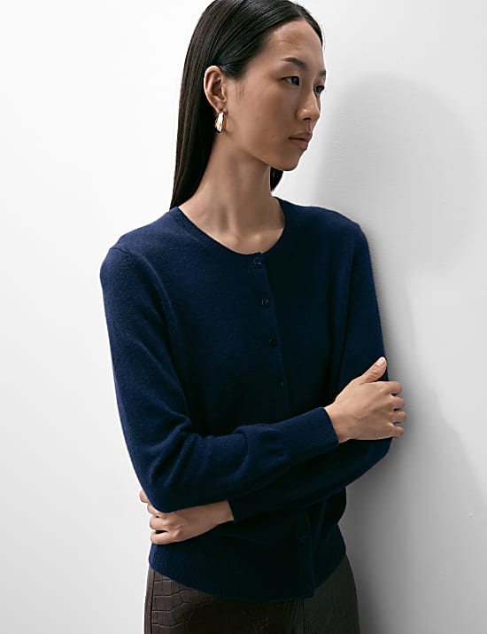 Pure Cashmere Crew Neck Cardigan