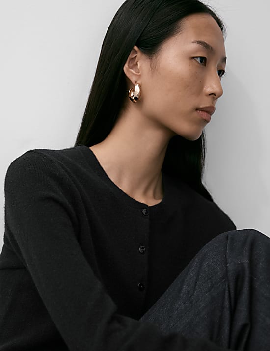Pure Cashmere Crew Neck Cardigan