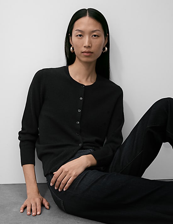 Pure Cashmere Crew Neck Cardigan