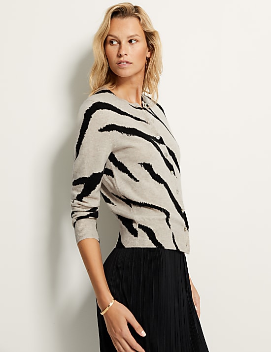 Pure Cashmere Animal Print Cardigan