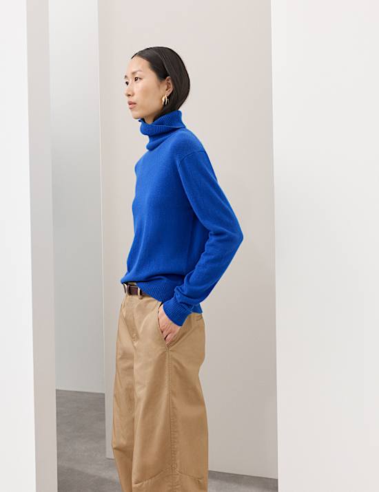 Pure Cashmere Roll Neck Jumper
