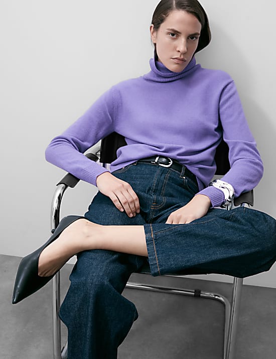 Pure Cashmere Roll Neck Jumper