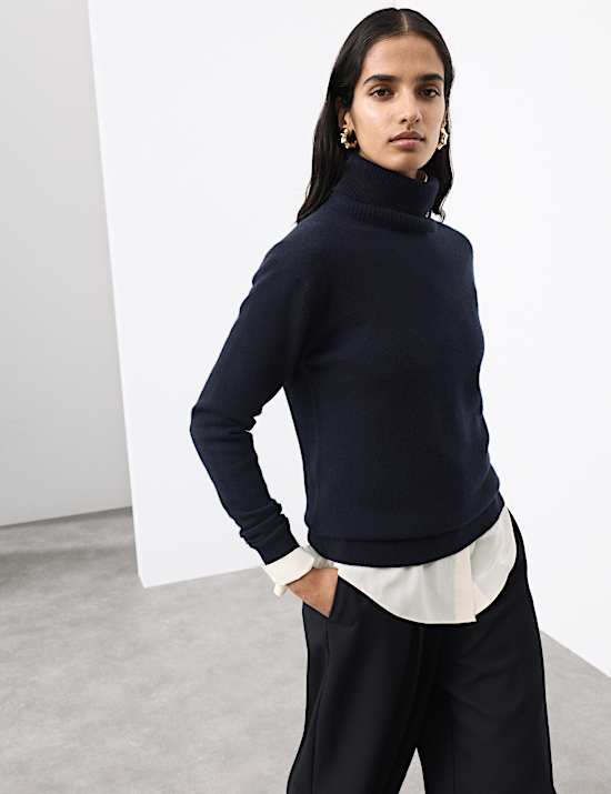 Pure Cashmere Roll Neck Jumper