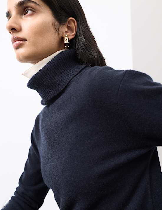 Pure Cashmere Roll Neck Jumper