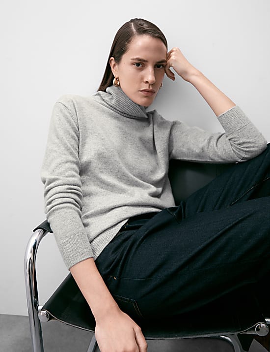 Pure Cashmere Roll Neck Jumper