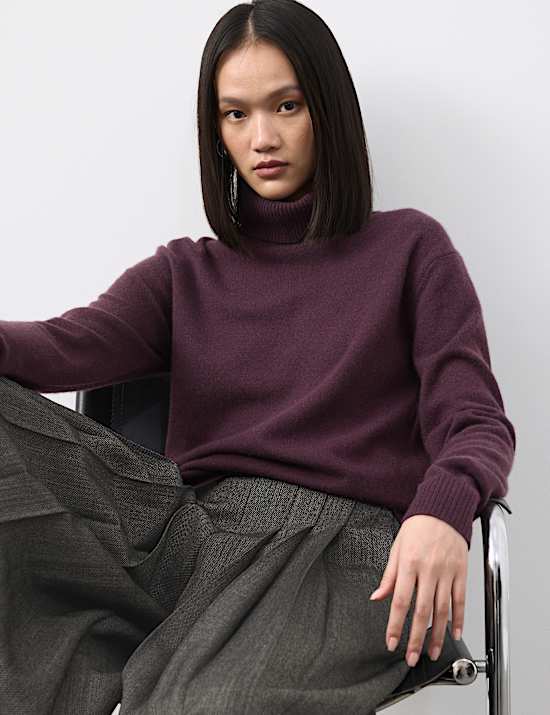 Pure Cashmere Roll Neck Jumper