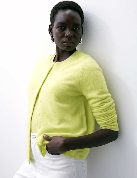 Pure Cashmere Crew Neck Relaxed Cardigan