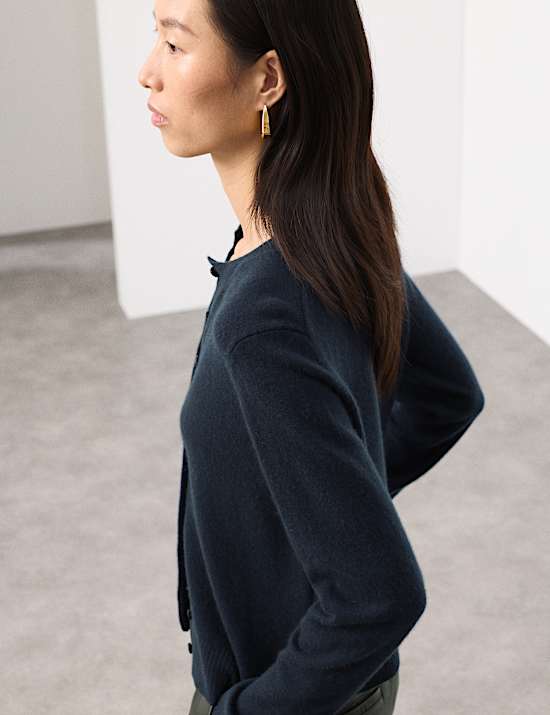 Pure Cashmere Crew Neck Relaxed Cardigan