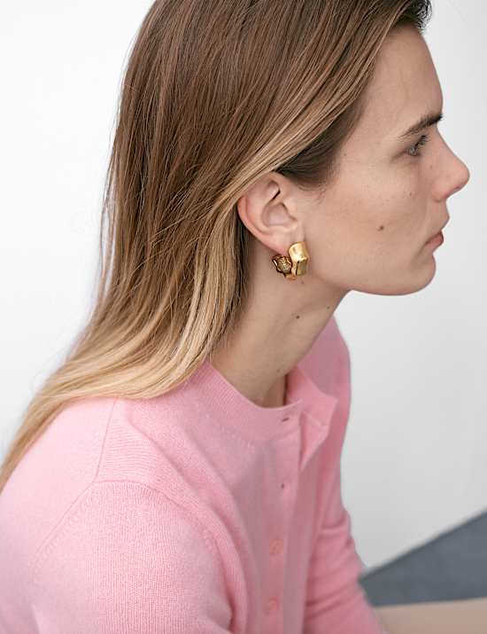 Bequemer Cardigan mit Rundhalskragen aus reinem Kaschmir