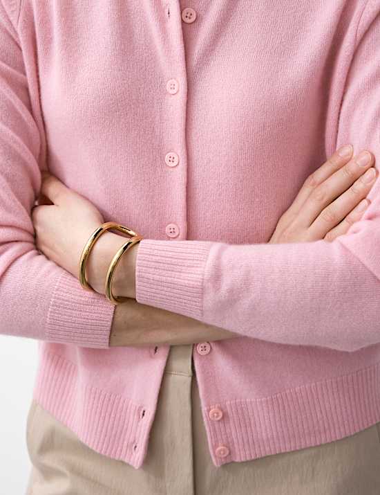 Bequemer Cardigan mit Rundhalskragen aus reinem Kaschmir