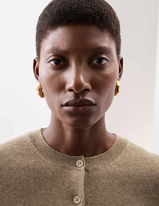 Cardigan coupe d&eacute;contract&eacute;e 100 % cachemire &agrave; col rond