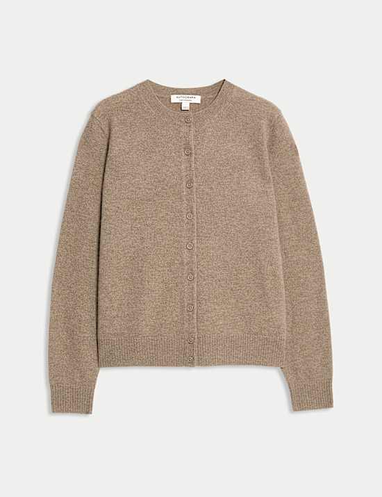 Cardigan coupe d&eacute;contract&eacute;e 100 % cachemire &agrave; col rond