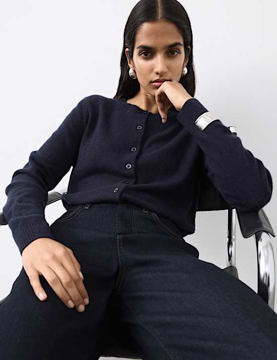 Cardigan coupe décontractée 100 % cachemire à col rond