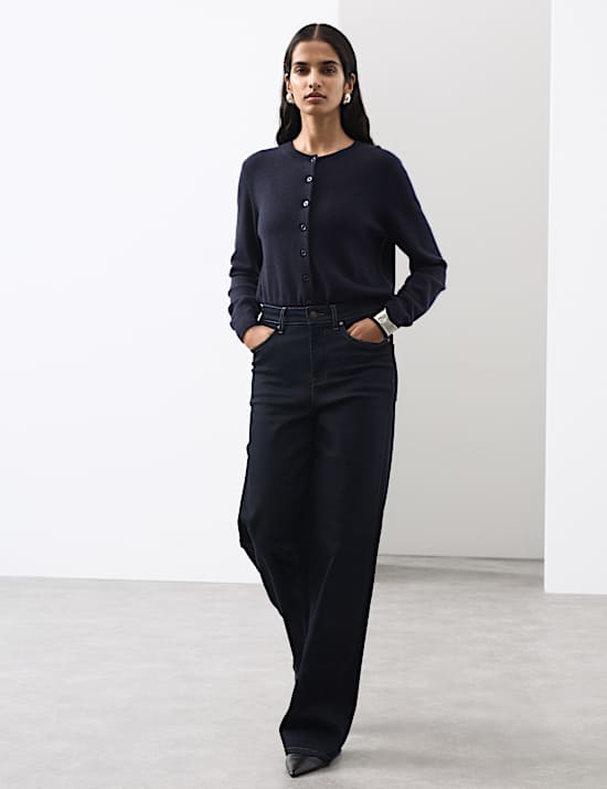 Cardigan coupe décontractée 100 % cachemire à col rond