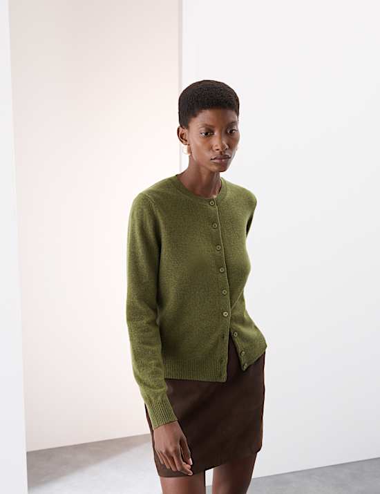 Pure Cashmere Crew Neck Relaxed Cardigan
