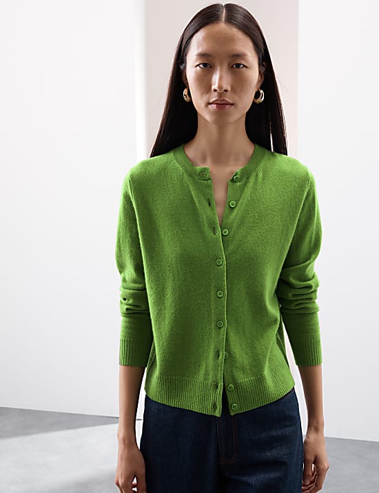 Pure Cashmere Crew Neck Relaxed Cardigan