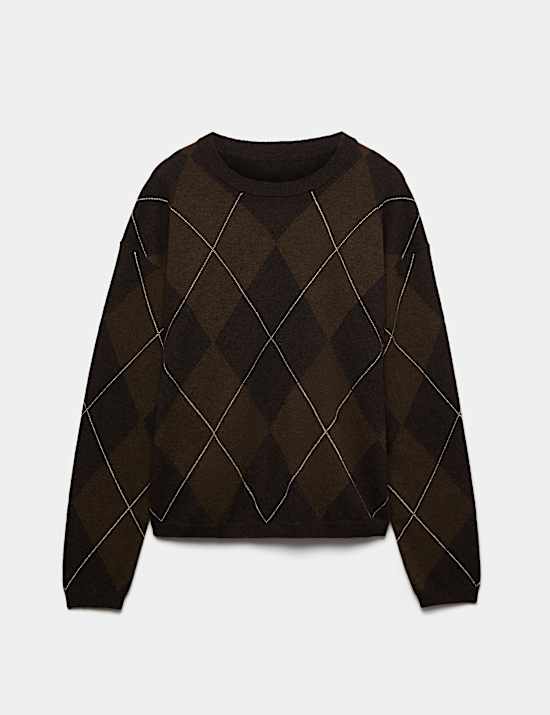 Pure Cashmere Argyle Relaxed Jumper