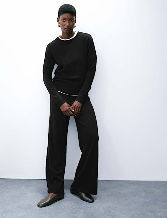 Παντελόνι με φαρδιά μπατζάκια από 100% κασμίρι