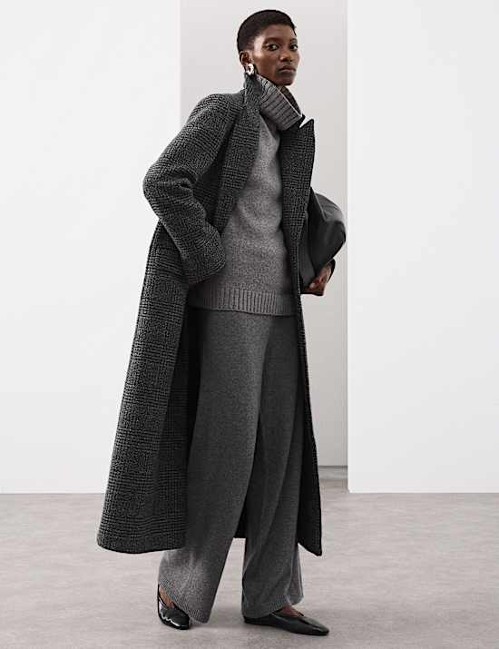 Pure Cashmere Wide Leg Trousers