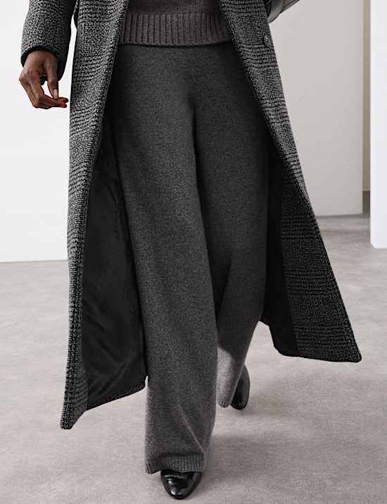 Pure Cashmere Wide Leg Trousers