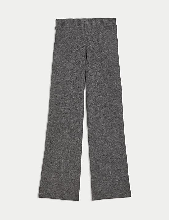 Pure Cashmere Wide Leg Trousers