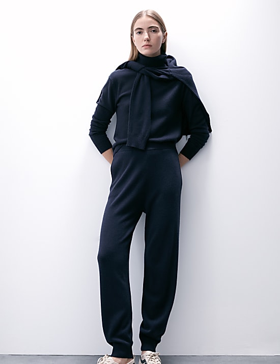 מכנסי ריצה מקשמיר טהור באורך קרסול בגזרה צרה