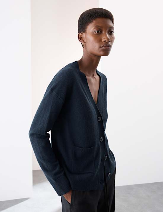 Pure Cashmere V-Neck Button Front Cardigan