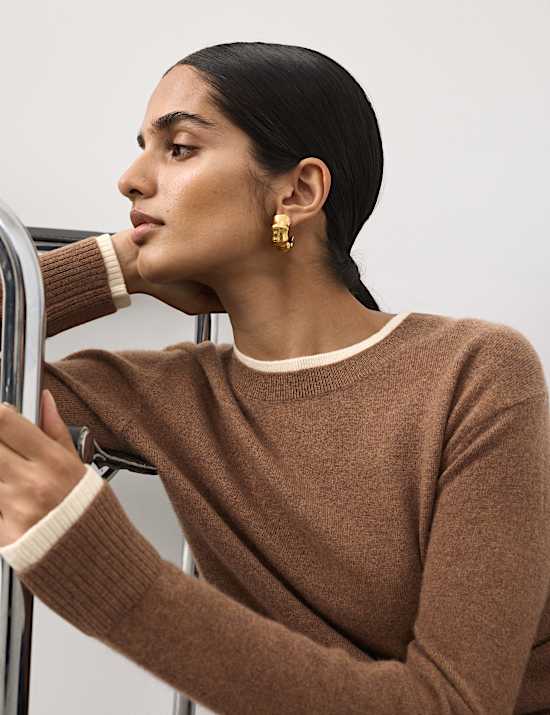 Pure Cashmere Textured Tipped Jumper