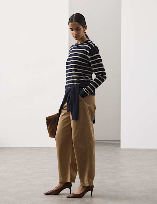 Pure Cashmere Striped Crew Neck Jumper