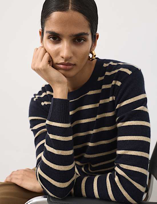 Pure Cashmere Striped Crew Neck Jumper