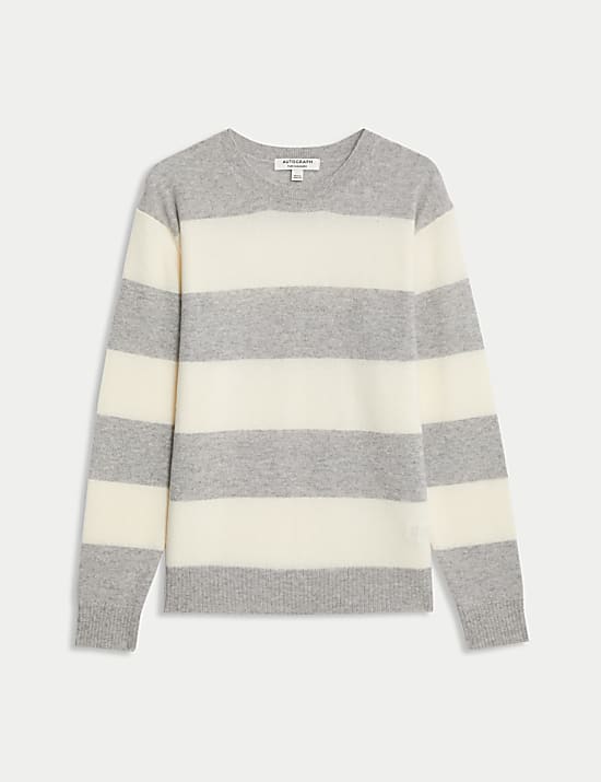 Pure Cashmere Striped Crew Neck Jumper