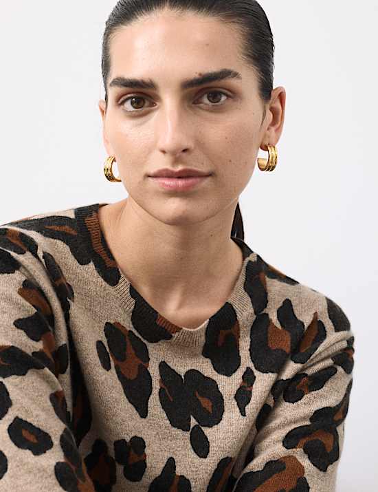 Pull 100 % cachemire à imprimé animal