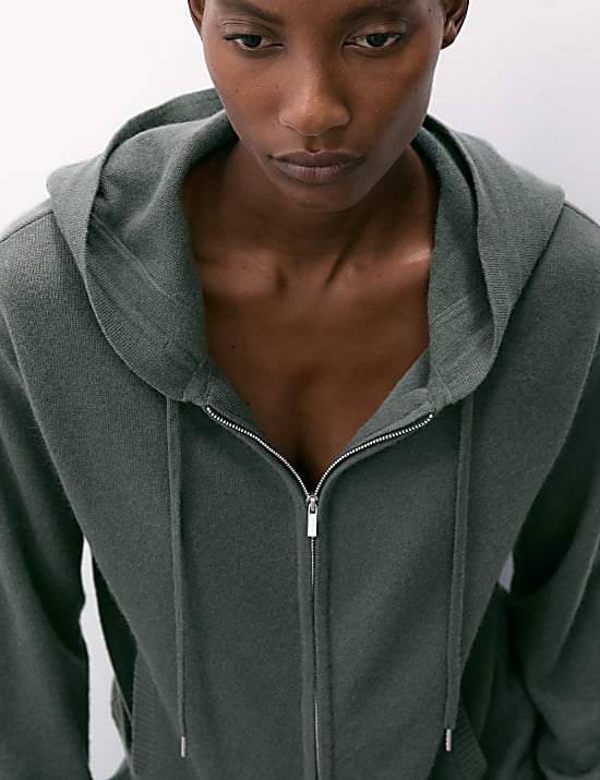Pure Cashmere Zip Up Hoodie