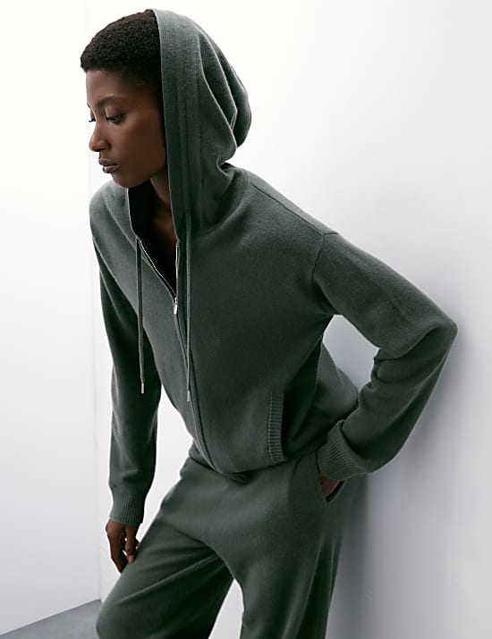 Pure Cashmere Zip Up Hoodie