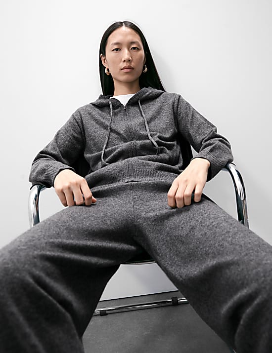 Hoodie aus reinem Cashmere mit Rei&szlig;verschluss