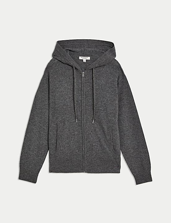 Hoodie aus reinem Cashmere mit Rei&szlig;verschluss