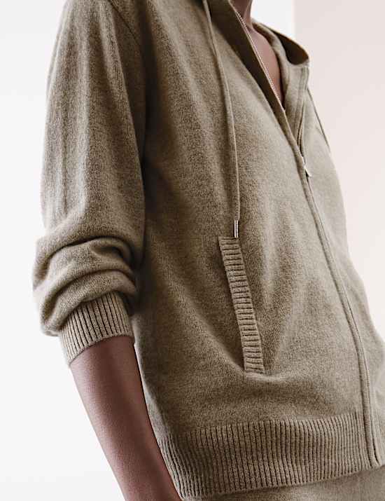 Pure Cashmere Zip Up Hoodie