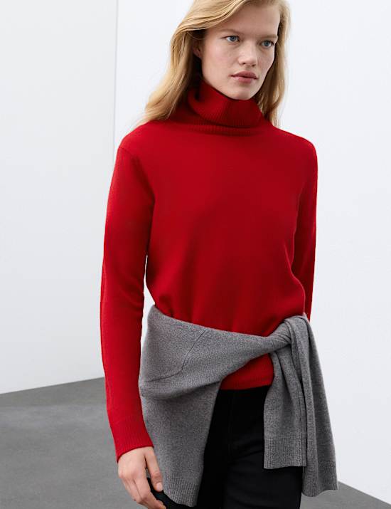 Pure Cashmere Roll Neck Jumper